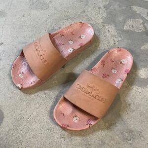 Coach New York Floral Print Slides Women's Size 6 Rubber Sandals WELL WORN